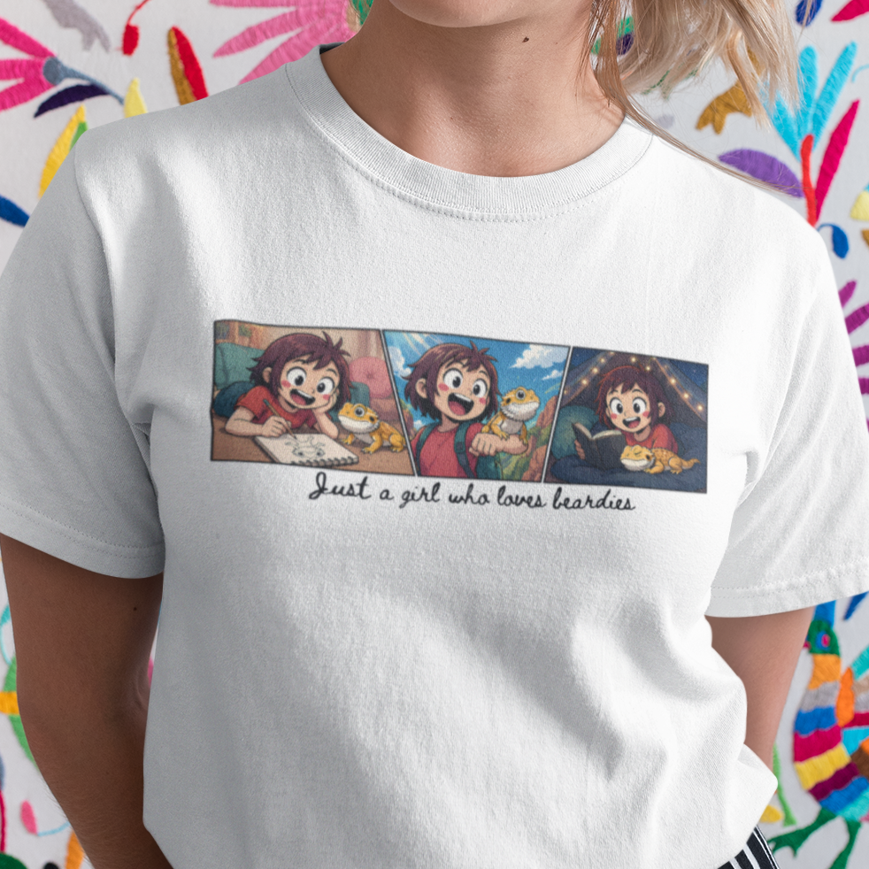 Bearded Dragon T-Shirt Just a Girl Who Loves Beardies, Cute Reptile Shirt, Bearded Dragon Lover Tee, Girl Reptile Shirt, Beardie Gift