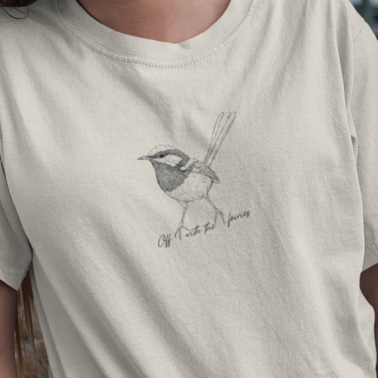 Superb Blue Fairy-wren T-Shirt | Off With the Fairies Aussie Bird Tee, Nature Gift