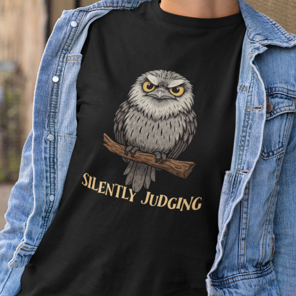 Tawny Frogmouth T-Shirt Silently Judging Shirt, Funny Owl Lover Tee, Australian Bird Shirt, Bird Nerd Gift, Frogmouth Tee