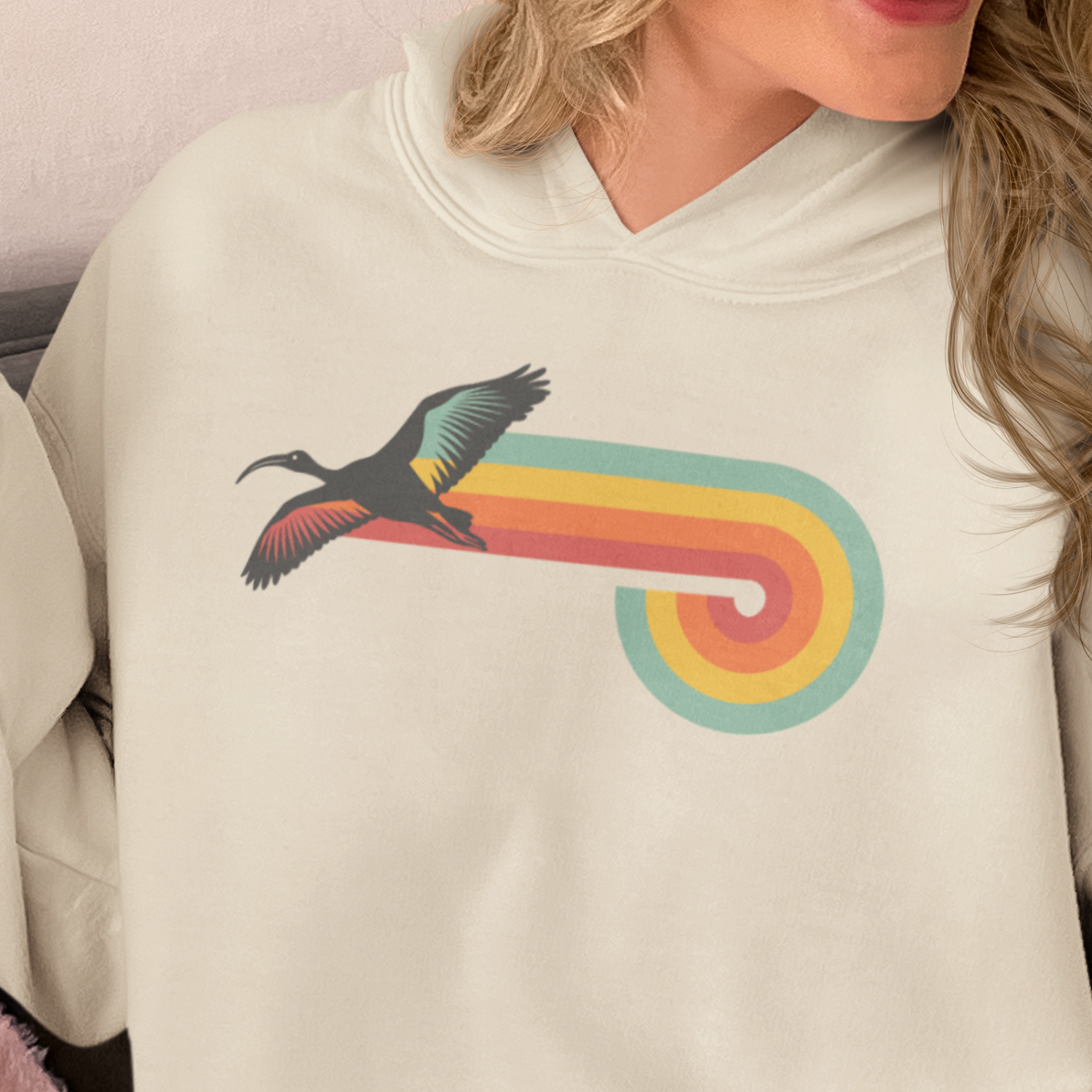 Retro Ibis Hoodie, Bin Chicken Hoodie, Vintage Bird Hoodie, Funny Australian Bird Hoodie, Retro Aussie Hoodie, White Ibis Sweatshirt, Bird Lover Gift