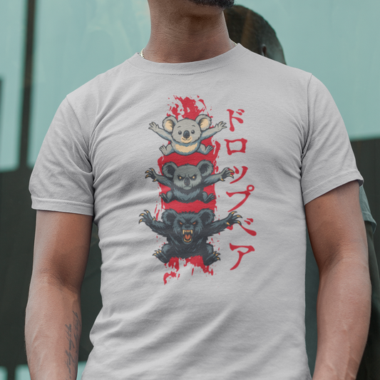 Drop Bear T-Shirt, Funny Australian Koala Shirt, Japanese Style Aussie Tee, Cute to Feral Koala Graphic Shirt, Australian Humour Gift