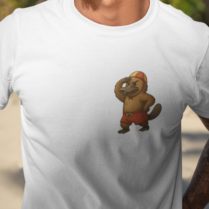 Lifesaver Platypus T-Shirt, Funny Australian Platypus Shirt, Aussie Beach Tee, Cute Wildlife T-Shirt, Summer Platypus Graphic Tee