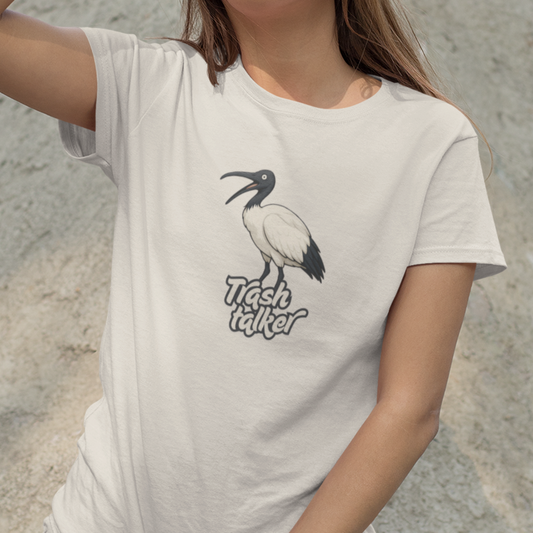Trash Talker Ibis T-Shirt, Bin Chicken Shirt, White Ibis Tee, Australian Bird T-Shirt, Aussie Wildlife Graphic Tee, Bird Nerd Shirt