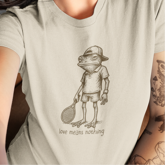 Tennis Frog T-Shirt, Love Means Nothing Tee, Frog Graphic Shirt, Vintage Frog T-Shirt, Funny Tennis Shirt, Frog Lover Gift, Tennis Player Tee