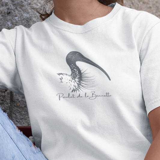 White Ibis T-Shirt, Bin Chicken Shirt, Australian Bird Tee, Ibis Graphic T-Shirt, Australian Wildlife Shirt, Bird Lover Gift, Aussie Nature Tee