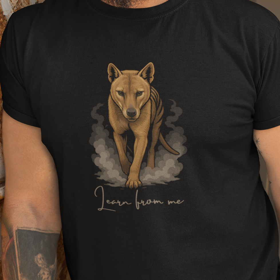 Thylacine T-Shirt Learn From Me, Tasmanian Tiger Shirt, Extinct Animal Tee, Australian Wildlife T-Shirt, Thylacine Graphic Tee, Nature Lover Gift