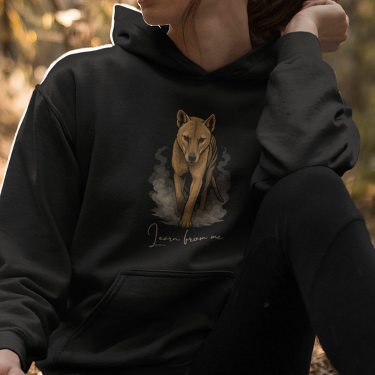 Thylacine Learn From Me Hoodie, Tasmanian Tiger Hoodie, Extinction Awareness Hoodie, Australian Wildlife Hoodie, Conservation Sweatshirt, Aussie Animal Hoodie