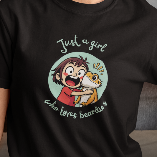 Just A Girl Who Loves Beardies T-Shirt, Bearded Dragon Shirt, Reptile Lover Tee, Beardie Mom Shirt, Cute Lizard T-Shirt, Reptile Keeper Gift, Australian Lizard Tee