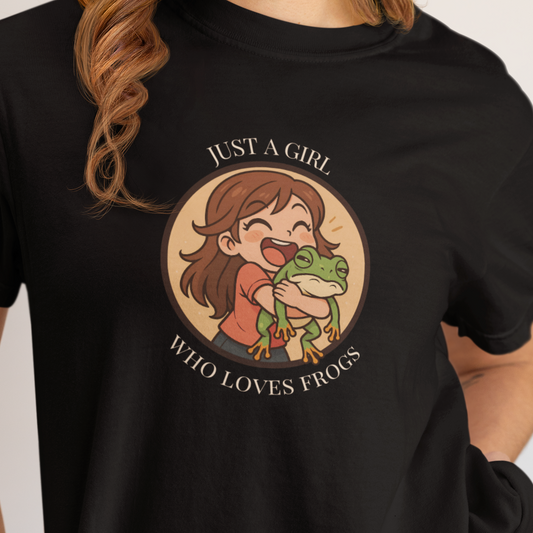 Just A Girl Who Loves Frogs T-Shirt, Frog Lover Tee, Cute Frog Shirt, Amphibian Lover Gift, Frog Girl T-Shirt, Funny Frog Tee, Cottagecore Frog Shirt