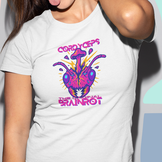 Cordyceps The Original Brainrot T-Shirt, Funny Mushroom Tee, Gamer Fungus Shirt, Psychedelic Mushroom Tee, Mycology Shirt, Retro Horror T-Shirt, Weirdcore Tee