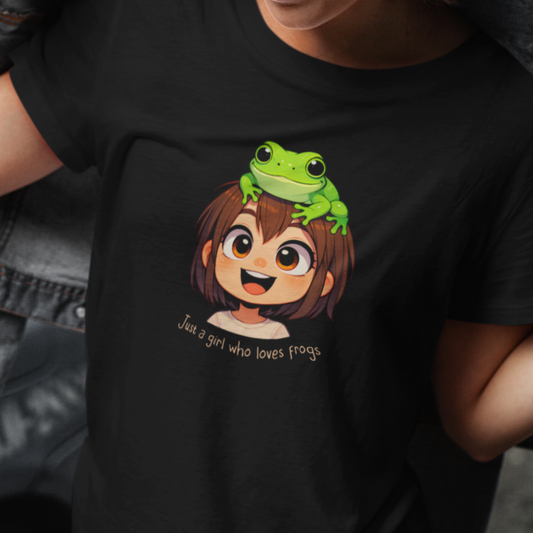 Just A Girl Who Loves Frogs T-Shirt, Cute Frog Lover Tee, Frog Girl Shirt, Amphibian Lover Gift, Kawaii Frog Tee, Cottagecore Frog Shirt, Funny Frog T-Shirt