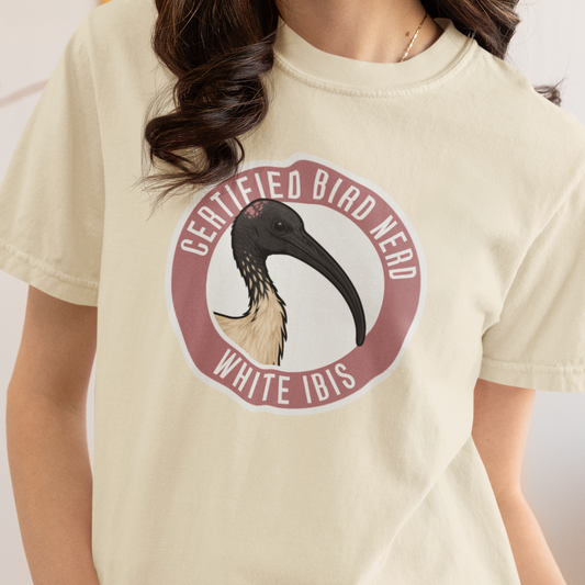 White Ibis T-Shirt, Certified Bird Nerd Shirt, Australian Bird Tee, Birdwatching Gift, Bin Chicken Shirt, Wildlife Graphic Tee