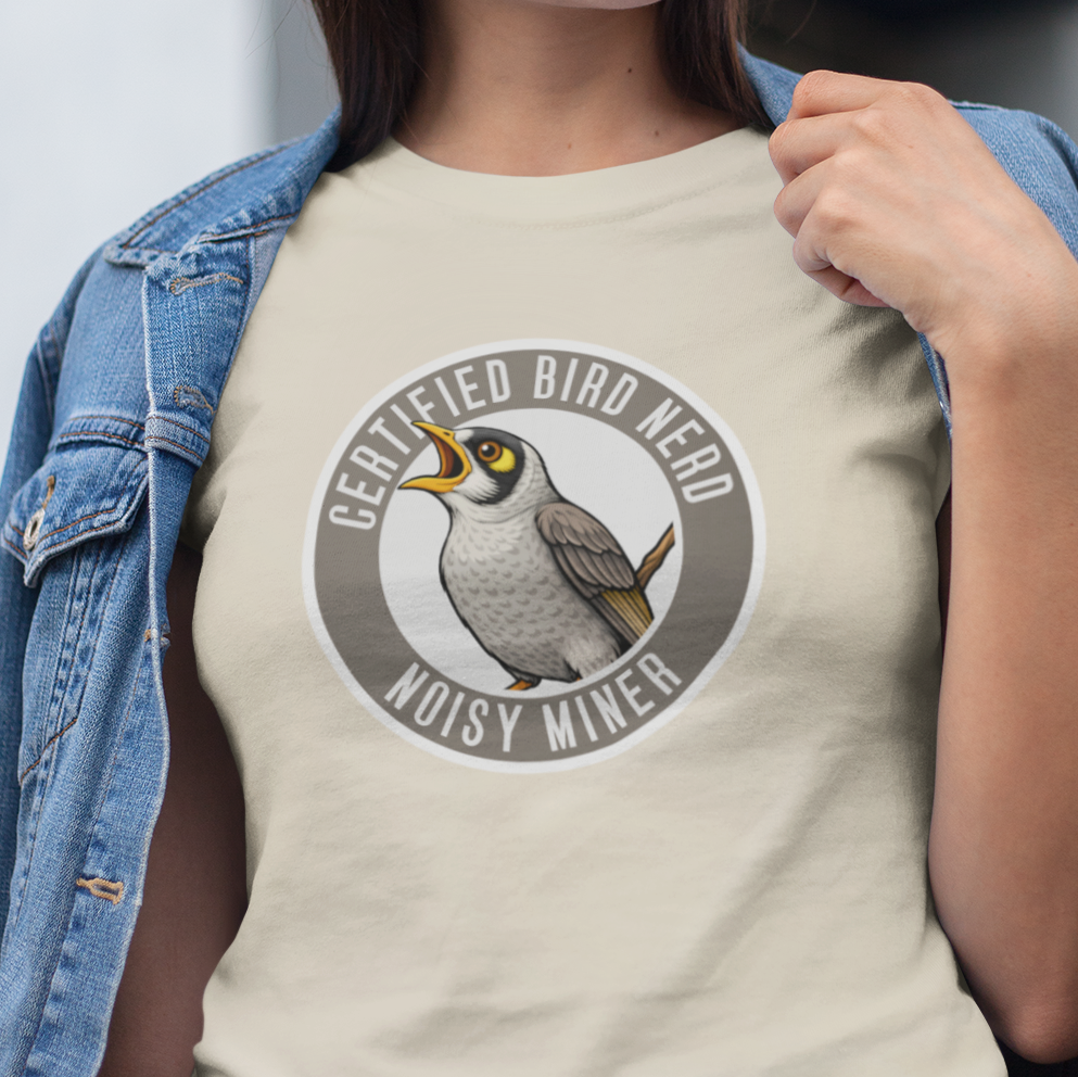 Noisy Miner T-Shirt, Certified Bird Nerd Shirt, Australian Bird Tee, Birdwatching Gift, Wildlife Lover Tee, Native Bird Graphic Tee