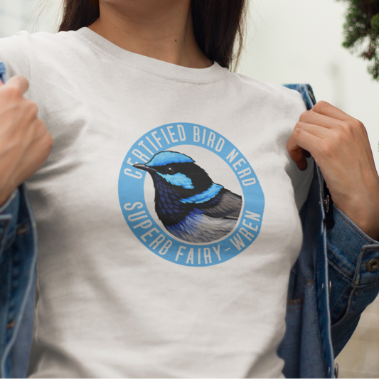 Superb Fairy Wren T-Shirt, Certified Bird Nerd Shirt, Australian Bird Tee, Birdwatching Gift, Wildlife Lover Tee, Blue Wren Shirt