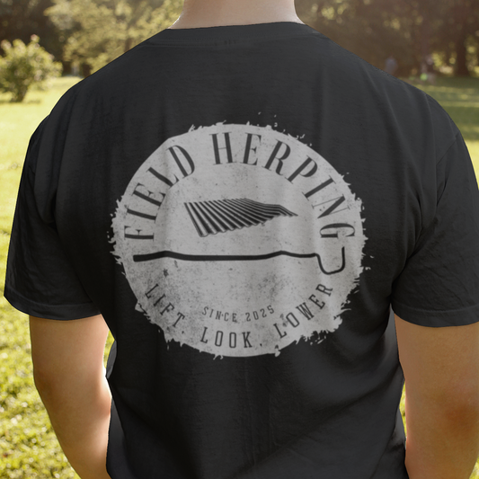 Field Herping T-Shirt, Back Print Herping Shirt, Lift Look Lower Tee, Reptile Lover Gift, Snake Hook Shirt, Wildlife Graphic Tee