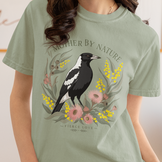 Mother By Nature Magpie Shirt, Comfort Colors Mothers Day Tee, Australian Magpie Shirt, Fierce Love Bird Shirt, Wildlife Mum Gift