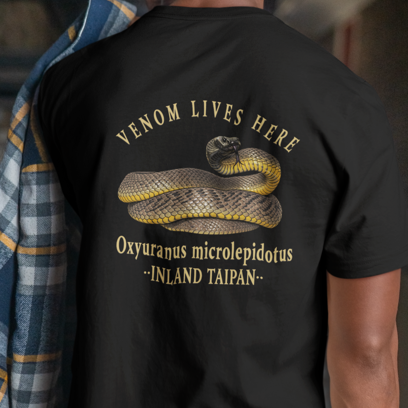 Inland Taipan T-Shirt, Venom Lives Here Shirt, Double Sided Snake Tee, Australian Reptile Shirt, Snake Lover Gift, Herping Graphic Tee