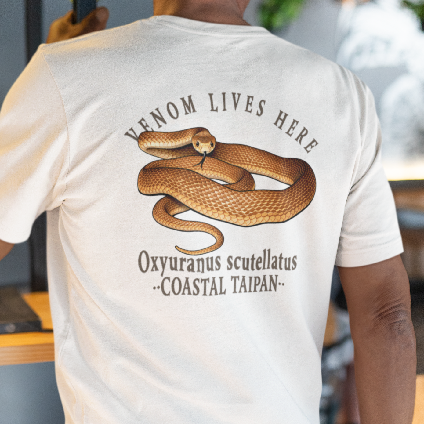 Coastal Taipan T-Shirt, Venom Lives Here Shirt, Double Sided Snake Tee, Australian Reptile Shirt, Snake Lover Gift, Herping Tee