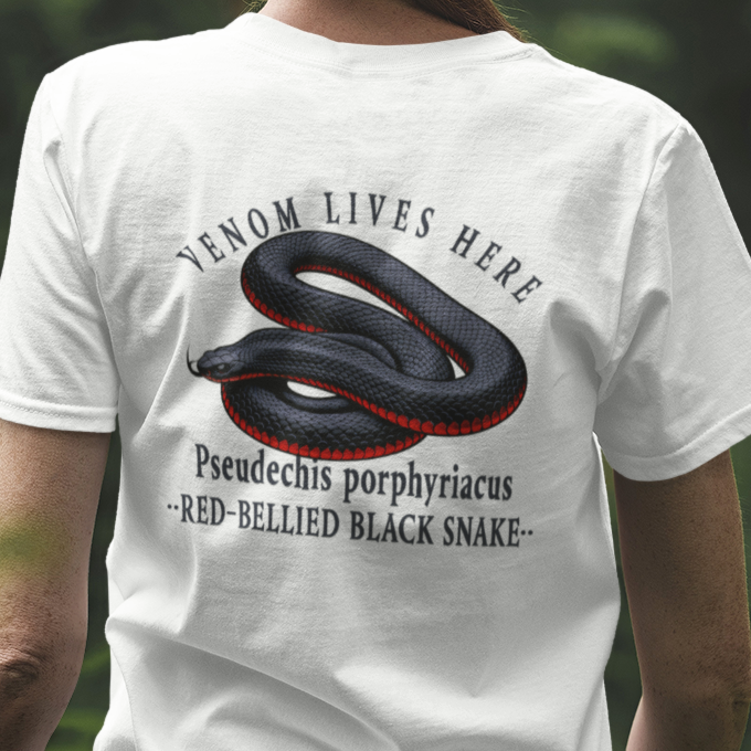 Red-Bellied Black Snake T-Shirt, Venom Lives Here Shirt, Double Sided Snake Tee, Australian Reptile Shirt, Snake Lover Gift, Herping Tee