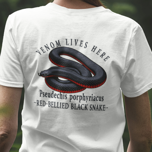 Red-Bellied Black Snake T-Shirt, Venom Lives Here Shirt, Double Sided Snake Tee, Australian Reptile Shirt, Snake Lover Gift, Herping Tee