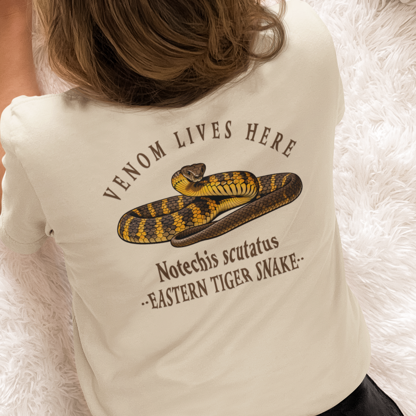 Eastern Tiger Snake T-Shirt, Venom Lives Here Shirt, Double Sided Snake Tee, Australian Reptile Shirt, Snake Lover Gift, Herping Tee
