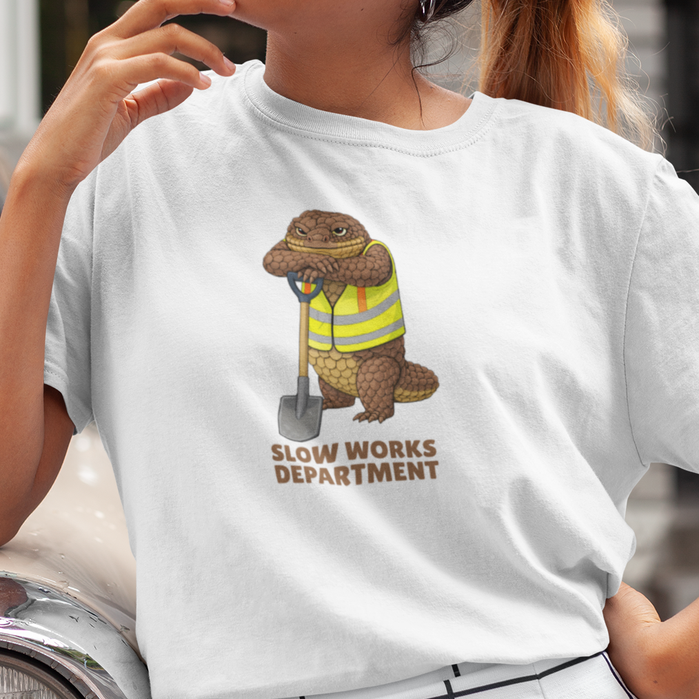 Shingleback T-Shirt, Slow Works Department Shirt, Australian Reptile Tee, Blue Tongue Lizard Gift, Wildlife Graphic Shirt, Lizard Lover Tee