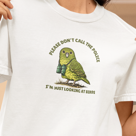 Night Parrot T-Shirt, Please Don’t Call The Police Shirt, Birdwatching Tee, Australian Bird Shirt, Bird Nerd Gift, Wildlife Graphic Tee