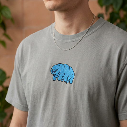 Tardigrade Embroidered Comfort Colors T-Shirt, Cute Water Bear Shirt, Science Nerd Tee, Biology Gift, Microbiology Embroidered Shirt