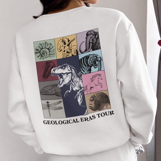 Geological Eras Tour Sweatshirt, Dinosaur Sweatshirt, Evolution Sweater, Science Sweatshirt, Fossil Sweater, Paleontology Gift