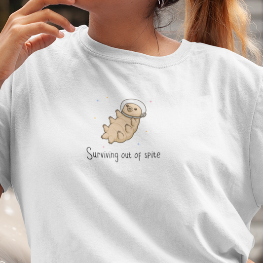 Tardigrade T-Shirt Surviving Out of Spite, Funny Science Shirt, Water Bear Tee, Nerd Humor Shirt, Biology Shirt, Cute Space Tardigrade
