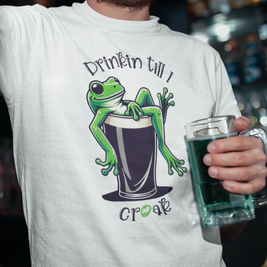 Frog Beer St Patrick’s Day T-Shirt, Drinkin Till I Croak Shirt, Frog Lover Tee, St Paddy’s Day Party Shirt, Green Beer Tee