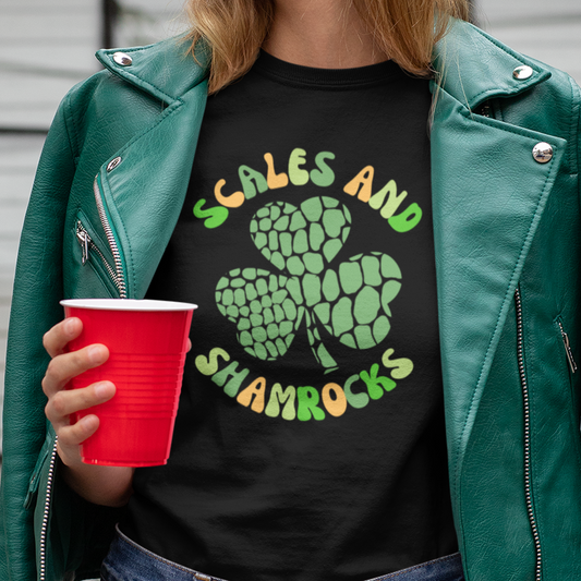 Scales And Shamrocks T-Shirt, Reptile St Patrick’s Day Shirt, Snake Skin Shamrock Tee, Lizard Lover Gift, Irish Party Shirt