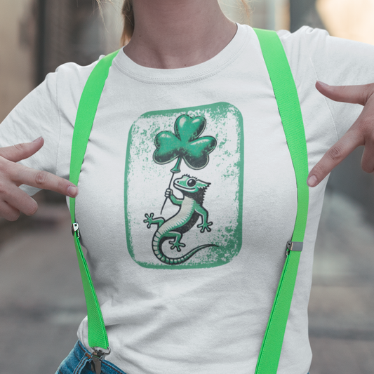 Crested Gecko St Patrick’s Day T-Shirt, Gecko Shamrock Shirt, Reptile Lover Tee, Lizard Gift, St Paddy’s Day Graphic Tee
