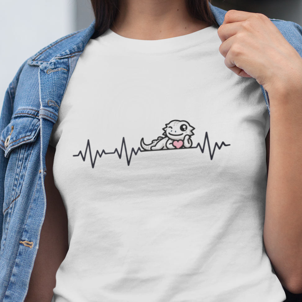Bearded Dragon Valentine T-Shirt, Reptile Heartbeat Shirt, Beardie Lover Gift, Lizard Mom Tee, Herpetology Valentine Shirt