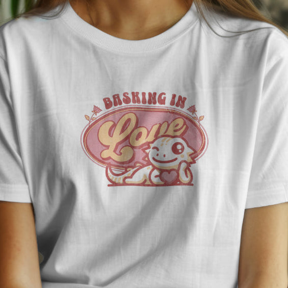 Bearded Dragon Valentine T-Shirt, Basking In Love Shirt, Beardie Lover Gift, Reptile Valentine Tee, Lizard Mom Dad Shirt
