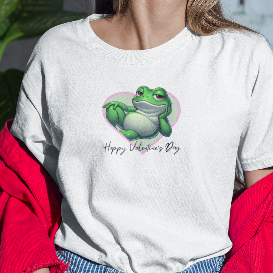 Frog Valentine T-Shirt, Happy Valentine’s Day Frog Shirt, Frog Lover Gift, Amphibian Heart Tee, Cute Animal Valentine Shirt