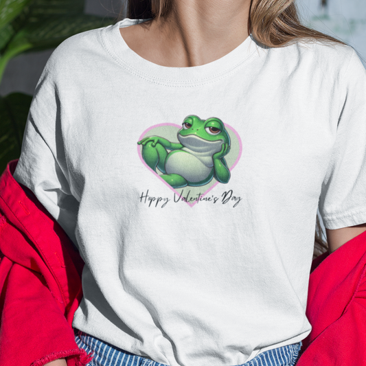 Frog Valentine T-Shirt, Happy Valentine’s Day Frog Shirt, Frog Lover Gift, Amphibian Heart Tee, Cute Animal Valentine Shirt