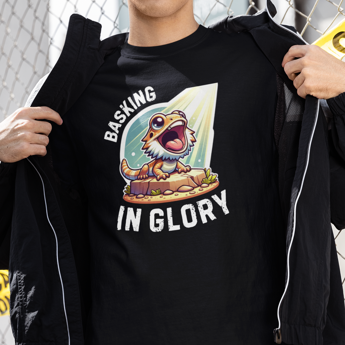 Basking In Glory Bearded Dragon T-Shirt, Beardie Lover Shirt, Reptile Keeper Tee, Lizard Mom Dad Gift, Herpetology Graphic Tee