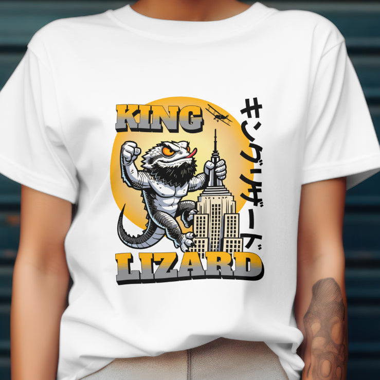 King Lizard T-Shirt, Bearded Dragon Kaiju Shirt, Reptile Lover Tee, Monster Movie Lizard Shirt, Pogona Vitticeps Graphic Tee