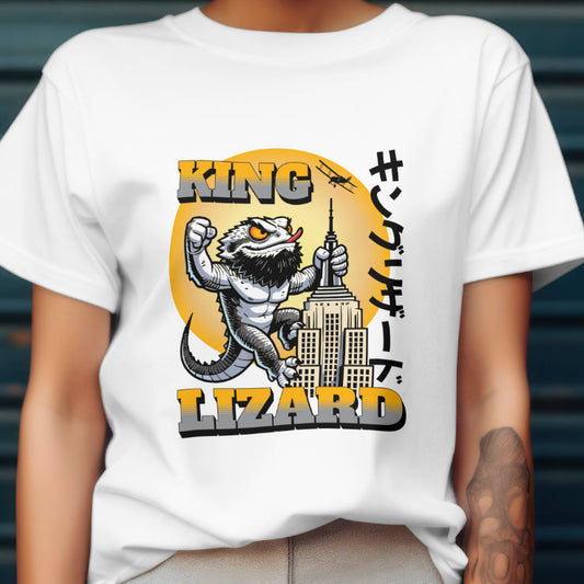 King Lizard T-Shirt, Bearded Dragon Kaiju Shirt, Reptile Lover Tee, Monster Movie Lizard Shirt, Pogona Vitticeps Graphic Tee