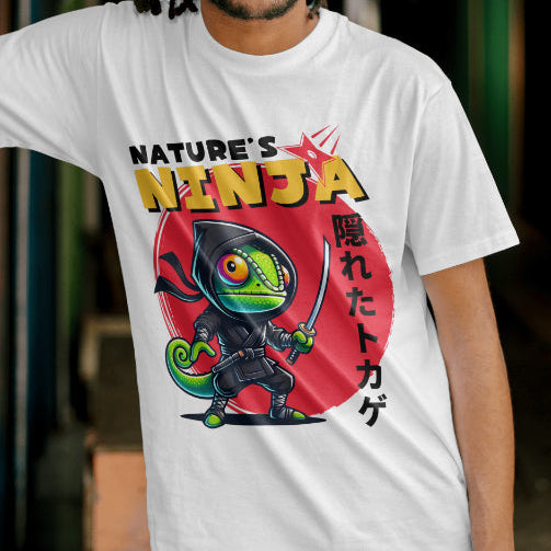 Chameleon Ninja T-Shirt, Nature’s Ninja Shirt, Reptile Lover Tee, Chameleon Lover Gift, Lizard Graphic Shirt, Herpetology Tee