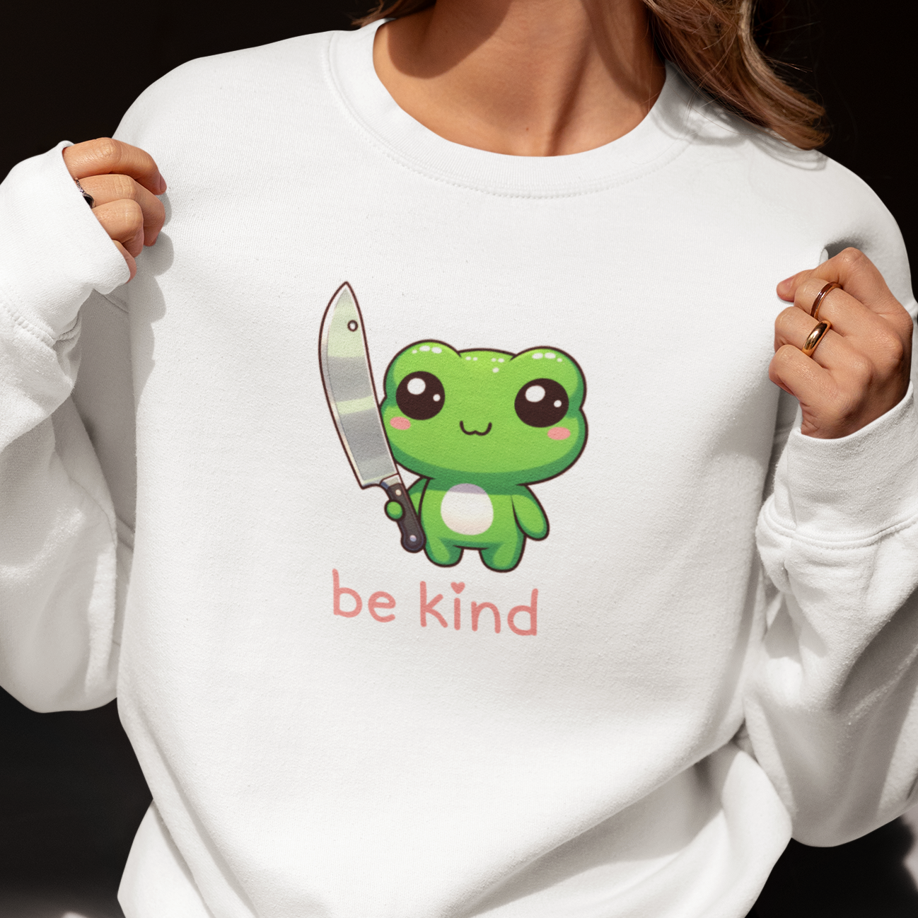 Be Kind Frog Sweatshirt, Cute Frog Sweater, Funny Frog Jumper, Frog Lover Gift, Kawaii Frog Crewneck, Goblincore Amphibian Shirt