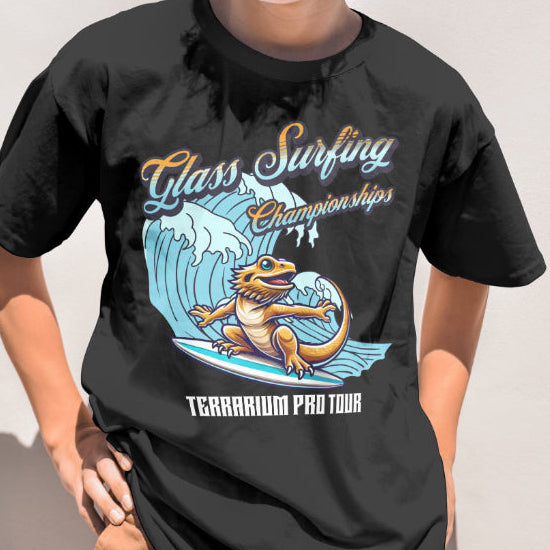Glass Surfing Bearded Dragon T-Shirt, Reptile Lover Shirt, Bearded Dragon Surf Tee, Terrarium Humor Shirt, Lizard Owner Gift