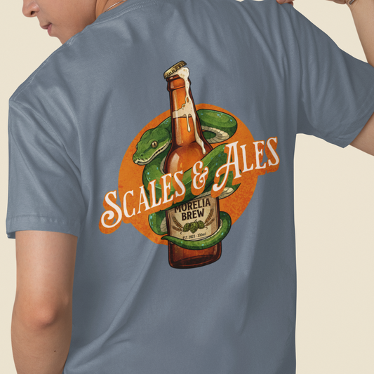 Scales and Ales Shirt, Green Tree Python Comfort Colors Tee, Snake Beer Shirt, Reptile Lover Gift, Double Sided Graphic T Shirt, Beer Lover