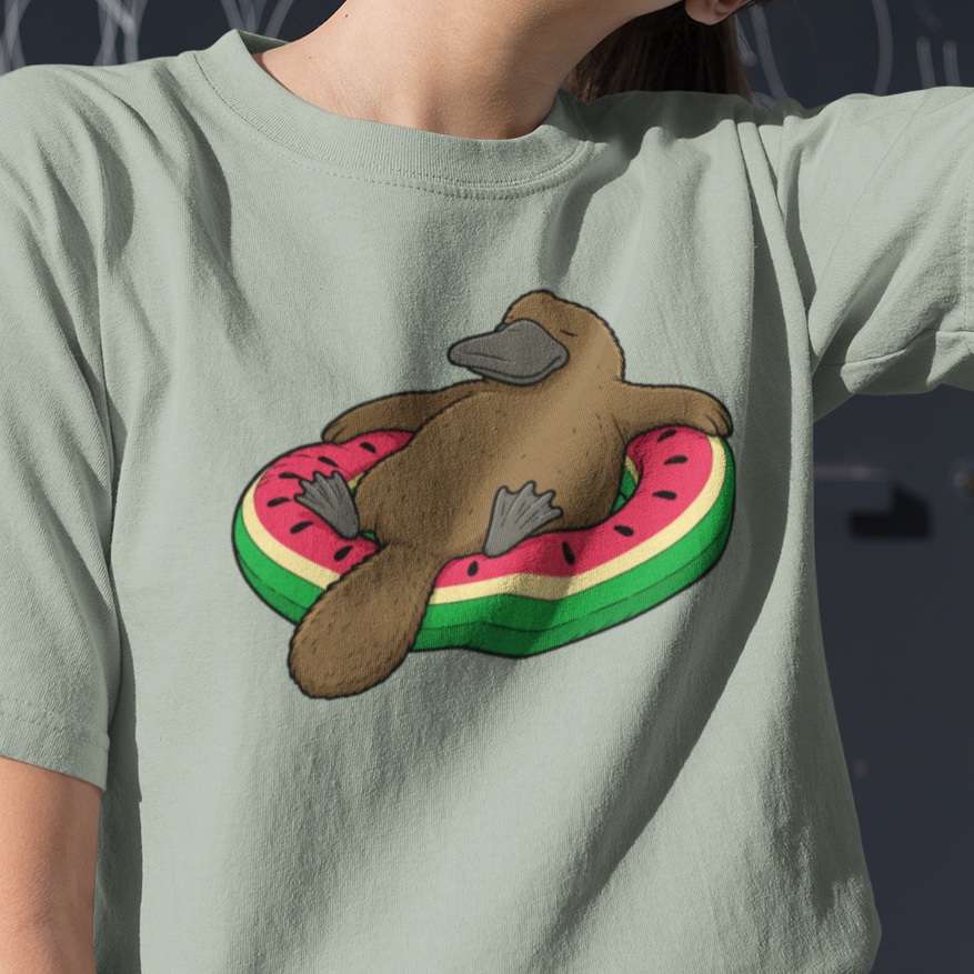 Platypus Pool Float Shirt, Comfort Colors Platypus Tee, Funny Australian Animal T Shirt, Summer Wildlife Shirt, Monotreme Gift