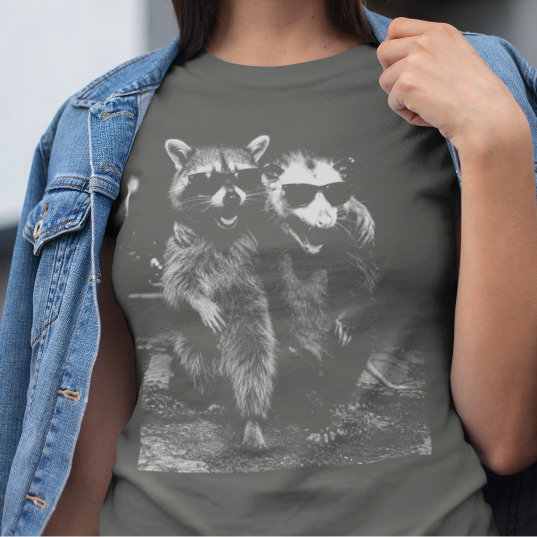 Raccoon and Opossum Shirt, Comfort Colors Funny Animal Tee, Trash Panda T Shirt, Opossum Graphic Shirt, Urban Wildlife Gift