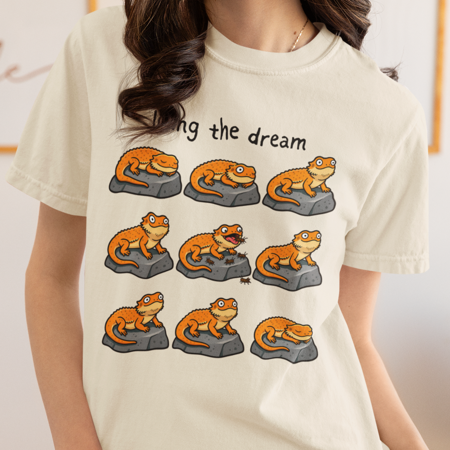 Bearded Dragon Living the Dream Shirt, Comfort Colors Reptile Tee, Funny Bearded Dragon T Shirt, Lizard Lover Gift, Beardie Owner Shirt