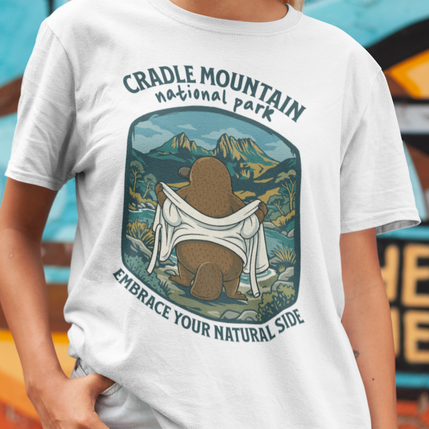 Cradle Mountain National Park T-Shirt, Platypus Hiking Shirt, Tasmania Wildlife Tee, Australian Hiking Gift, Nature Lover Shirt