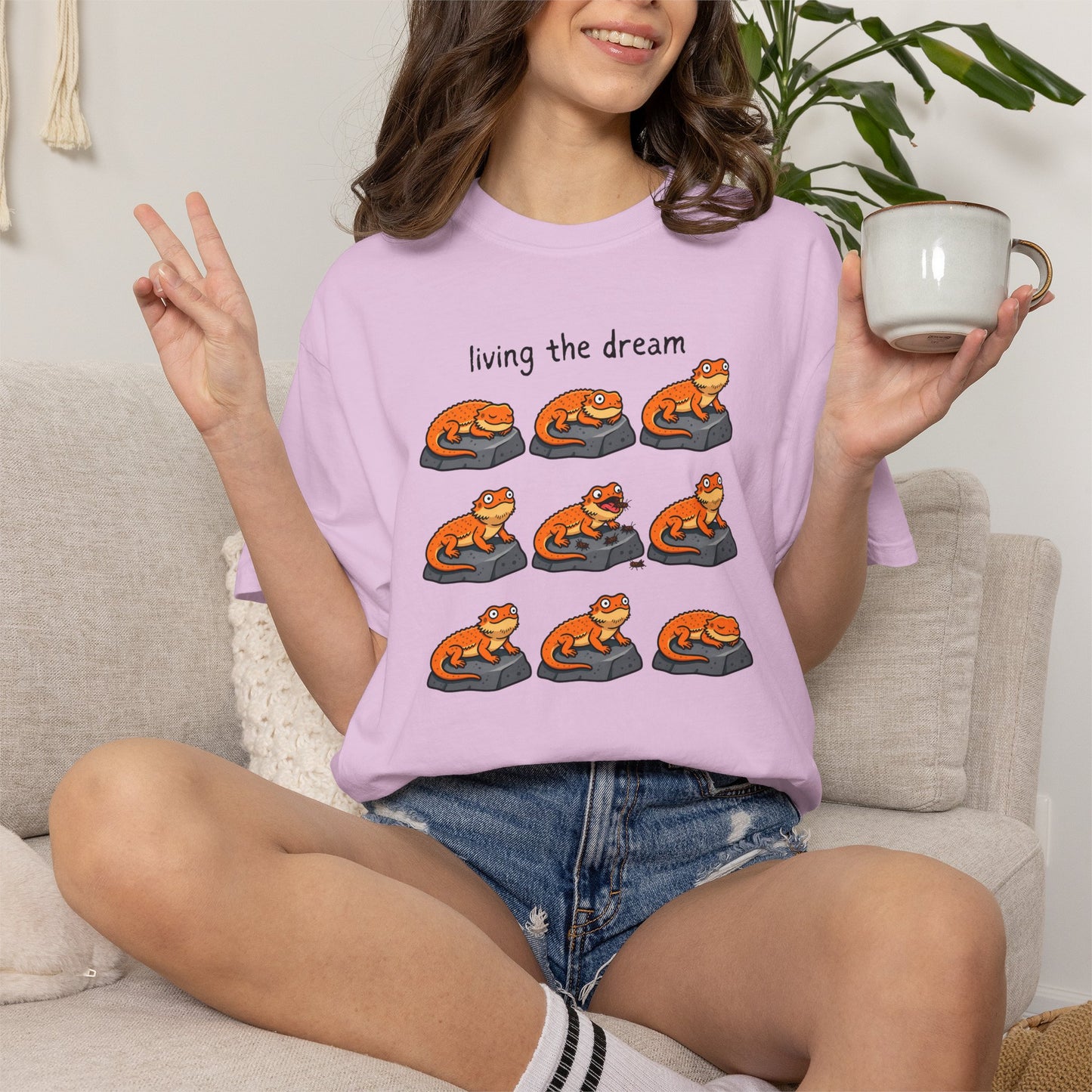 Bearded Dragon Living the Dream Shirt, Comfort Colors Reptile Tee, Funny Bearded Dragon T Shirt, Lizard Lover Gift, Beardie Owner Shirt