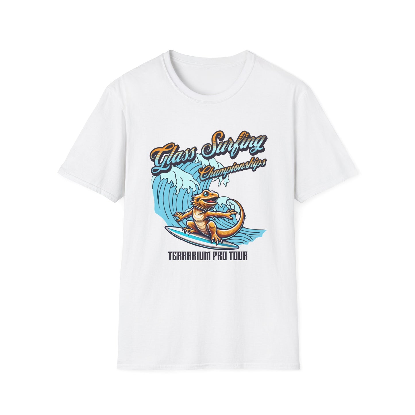 Glass Surfing Bearded Dragon T-Shirt, Reptile Lover Shirt, Bearded Dragon Surf Tee, Terrarium Humor Shirt, Lizard Owner Gift